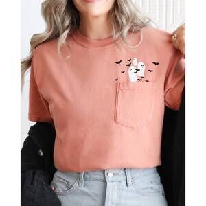 NEW REFINERY NUMBER ONE peek-a-boo pocket comfort colors tee in terracotta